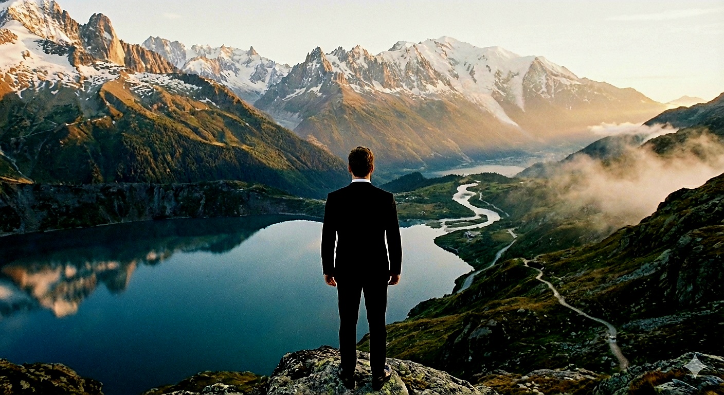 Mann im Anzug schaut in die Ferne